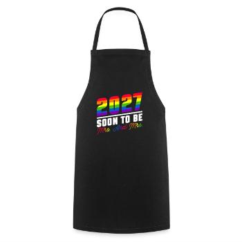 Gay Pride Mariage Lesbienne 2027 Mariage Gay - Tablier de cuisine - noir - Devant - AI Model Male 185 dark (185cm)