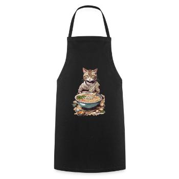 Cat Loves Ramen Japon Esthétique Streetwear - Tablier de cuisine - noir - Devant - AI Model Male 185 dark (185cm)