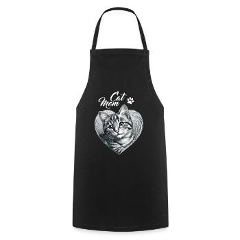 Cat Cat Mom Mother's Day Paw Cat Love Heart - Cooking Apron - black - Front - AI Model Male 185 dark (185cm)