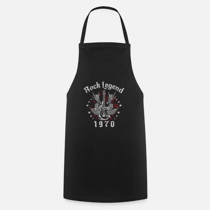1970's Birthday Rock Legends Guitar - Cooking Apron - black
