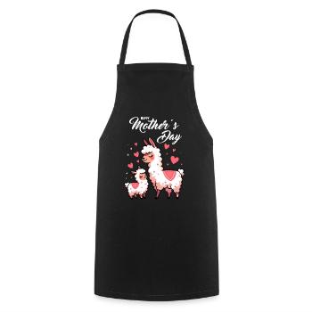 Muttertag Lama Alpaka Mama Kind Geschenk niedlich - Kochschürze - Schwarz - Vorne - AI Model Male 185 dark (185cm)