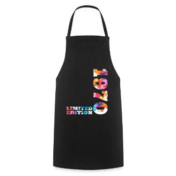Anniversaire coloré édition limitée des années 1970 - Tablier de cuisine - noir - Devant - AI Model Male 185 dark (185cm)