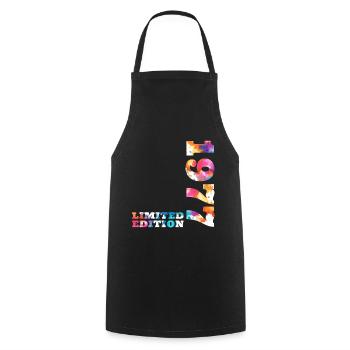 Colorful Birthday Limited Edition 1977 - Cooking Apron - black - Front - AI Model Male 185 dark (185cm)
