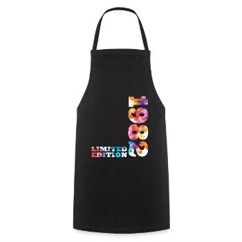 Colorful Birthday Limited Edition 1982 - Cooking Apron - black - Front - AI Model Male 185 dark (185cm)