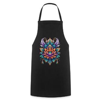 Fleur de vie Lotus spiritualité Design - Tablier de cuisine - noir - Devant - AI Model Male 185 dark (185cm)