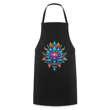 Spirituel Lotus Mandala plume Design - Tablier de cuisine - noir - Devant - AI Model Male 185 dark (185cm)