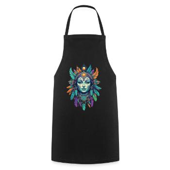 amérindien Mardi Gras Mandala - Tablier de cuisine - noir - Devant - AI Model Male 185 dark (185cm)