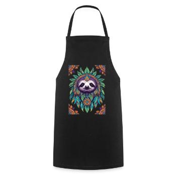 Paresseux spirituel Mandala Mardi Gras Festival - Tablier de cuisine - noir - Devant - AI Model Male 185 dark (185cm)