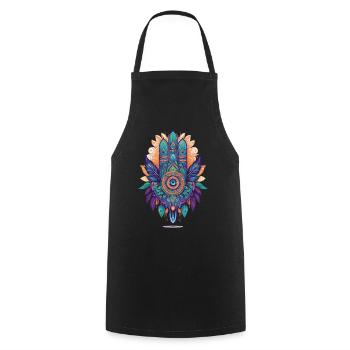 Hamsa Hand Spirituelles Mandala Federn Design - Kochschürze - Schwarz - Vorne - AI Model Male 185 dark (185cm)