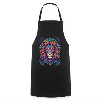 Lion Mandala Animal Yoga Méditation - Tablier de cuisine - noir - Devant - AI Model Male 185 dark (185cm)