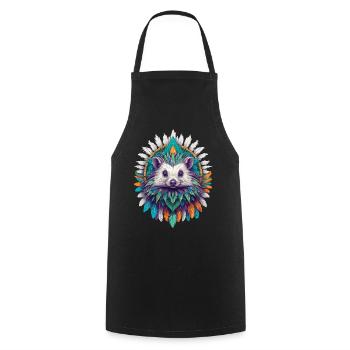 Hérisson Mandala puissance spirituelle Animal Design - Tablier de cuisine - noir - Devant - AI Model Male 185 dark (185cm)