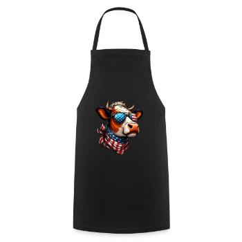 America Independence Day 4th of July USA Cow Cool - Cooking Apron - black - Front - AI Model Male 185 dark (185cm)