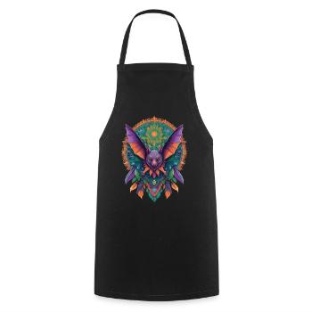 Flughund Mandala Traumfänger Design - Kochschürze - Schwarz - Vorne - AI Model Male 185 dark (185cm)