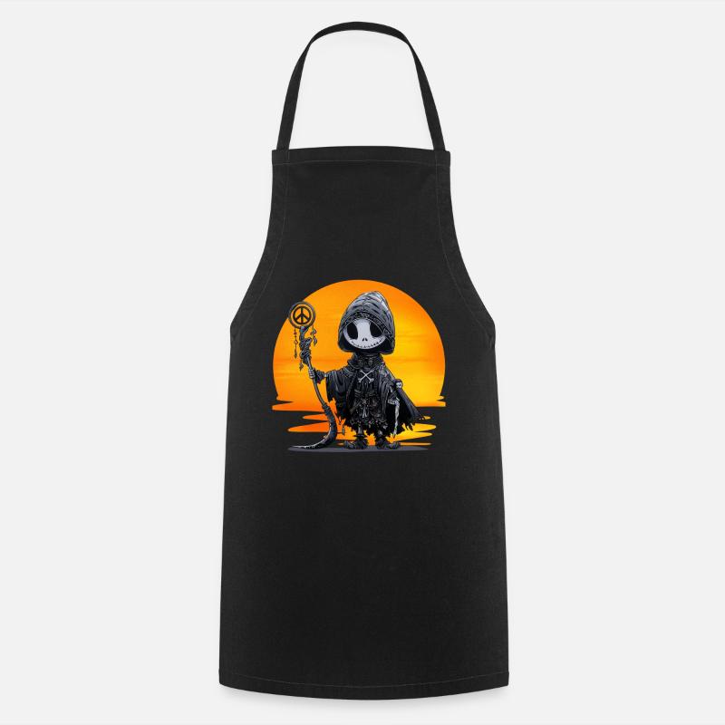 The Peacemaker. Grim Reaper, Death, Peace, Humor, - Cooking Apron - black
