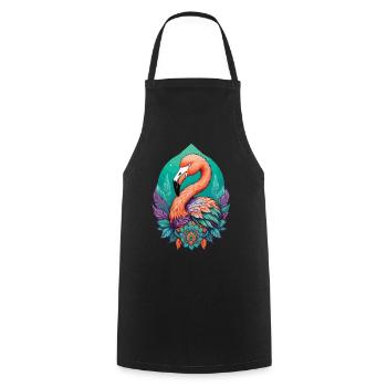 Flamingo Traumfänger Federn Mandala Design - Kochschürze - Schwarz - Vorne - AI Model Male 185 dark (185cm)