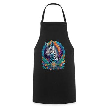 Zebra Spirituelles Traumfänger Mandala Design - Kochschürze - Schwarz - Vorne - AI Model Male 185 dark (185cm)