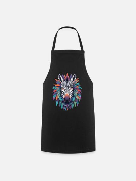 Zebra Mandala Design In Bohemian Style - Kochschürze - Schwarz