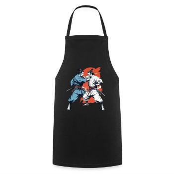 Samurai Bild Retro Samurai Ukiyo-E Vintage Design - Kochschürze - Schwarz - Vorne - AI Model Male 185 dark (185cm)
