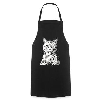Kimono Japonais Chat Chat Domestique Propriétaire - Tablier de cuisine - noir - Devant - AI Model Male 185 dark (185cm)