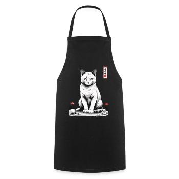 Asian Cat Cute Pet Love - Cooking Apron - black - Front - AI Model Male 185 dark (185cm)