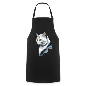 Cute Cat Design for Domestic Cat Owners - Cooking Apron - black - Front - AI Model Male 185 dark (185cm)