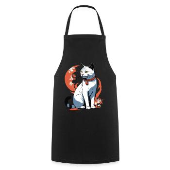 Asiatische Katze Kanji Zeichen Katzen Dame - Kochschürze - Schwarz - Vorne - AI Model Male 185 dark (185cm)