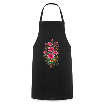 Floral Decoration Vintage Aesthetic Streetwear Design - Cooking Apron - black - Front - AI Model Male 185 dark (185cm)