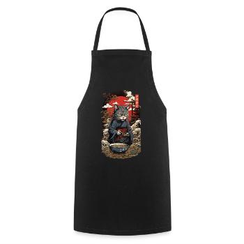 Funny Cat Mange Soupe De Nouilles Japonaises Ramen - Tablier de cuisine - noir - Devant - AI Model Male 185 dark (185cm)