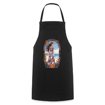 Spanische Schönheit Vintage Blumen Bohemian - Kochschürze - Schwarz - Vorne - AI Model Male 185 dark (185cm)