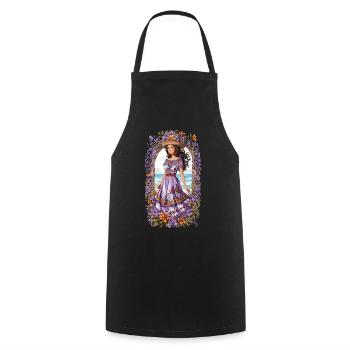 Spanische Schönheit Vintage Blumen Bohemian - Kochschürze - Schwarz - Vorne - AI Model Male 185 dark (185cm)