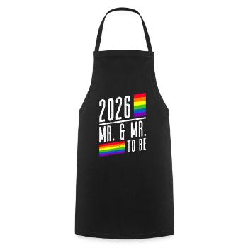 Gay Pride 2026 Mariage Mariage gay - Tablier de cuisine - noir - Devant - AI Model Male 185 dark (185cm)
