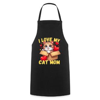 Chat chats chaton chat maman fête des mères amour - Tablier de cuisine - noir - Devant - AI Model Male 185 dark (185cm)
