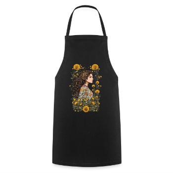 Pissenlit Vintage Floral Streetwear esthétique - Tablier de cuisine - noir - Devant - AI Model Male 185 dark (185cm)