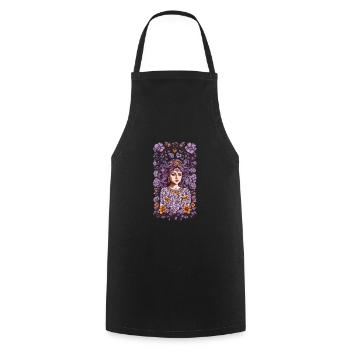 Vintage Floral Design Aesthetic Streetwear Decoration - Cooking Apron - black - Front - AI Model Male 185 dark (185cm)
