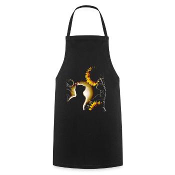 Chat tournesol - Tablier de cuisine - noir - Devant - AI Model Male 185 dark (185cm)
