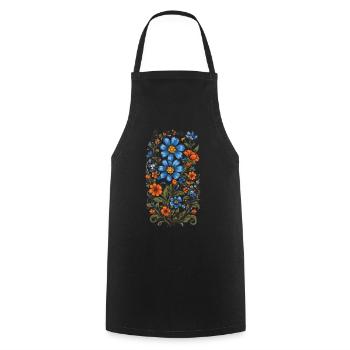Floral Decoration Vintage Aesthetic Streetwear Design - Cooking Apron - black - Front - AI Model Male 185 dark (185cm)