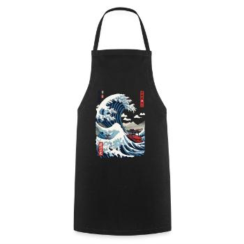 Japan Ukiyo-E Style Kapitän Segelboot Vintage - Kochschürze - Schwarz - Vorne - AI Model Male 185 dark (185cm)