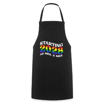Gay Pride 2028 Mariage Mariage gay - Tablier de cuisine - noir - Devant - AI Model Male 185 dark (185cm)