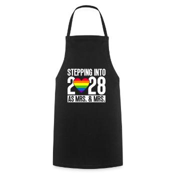 Gay Pride 2028 Mariage Mariage gay - Tablier de cuisine - noir - Devant - AI Model Male 185 dark (185cm)