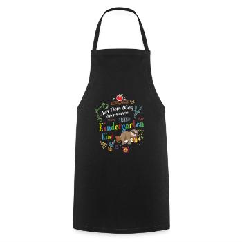 Out of the way: Here comes a kindergartner - Cooking Apron - black - Front - AI Model Male 185 dark (185cm)