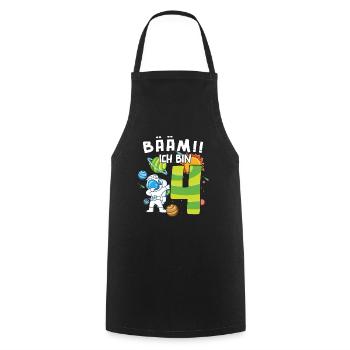 Bääm I'm 4 Astronaut - Cooking Apron - black - Front - AI Model Male 185 dark (185cm)