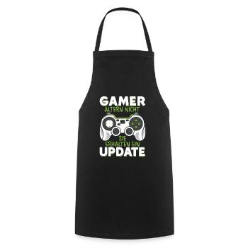 GAMER altern nicht sie erhalten ein UPDATE - Kochschürze - Schwarz - Vorne - AI Model Male 185 dark (185cm)