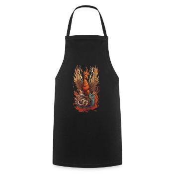 Créature mythique emblématique Phoenix Bird Streetwear - Tablier de cuisine - noir - Devant - AI Model Male 185 dark (185cm)