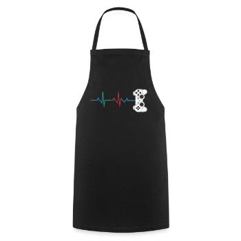 Gamer Heartbeat Controller Retro Video Game Lover - Cooking Apron - black - Front - AI Model Male 185 dark (185cm)