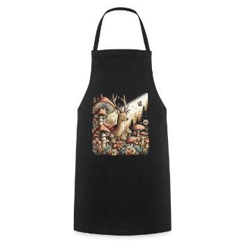 Cerf esthétique Cottagecore - Tablier de cuisine - noir - Devant - AI Model Male 185 dark (185cm)