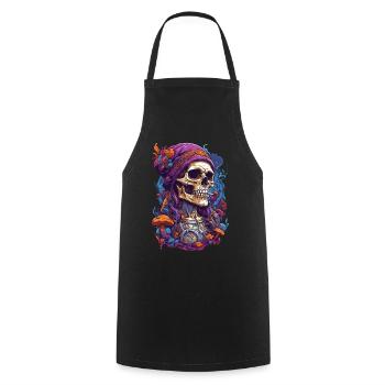 Psychedelic Skull Wald Pilze Musik Festival Art - Kochschürze - Schwarz - Vorne - AI Model Male 185 dark (185cm)