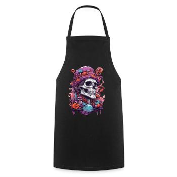 Psychedelic Skull Wald Pilze Musik Festival Art - Kochschürze - Schwarz - Vorne - AI Model Male 185 dark (185cm)