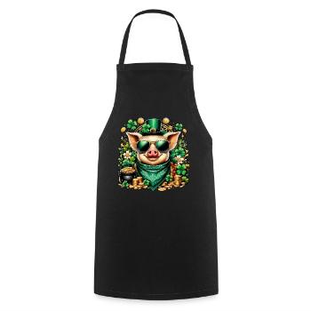 Cool pig with shamrock - Cooking Apron - black - Front - AI Model Male 185 dark (185cm)
