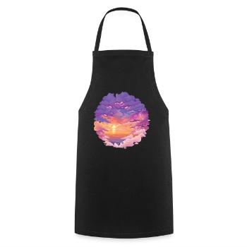 Vaporwave Urlaub Sonnenuntergang - Kochschürze - Schwarz - Vorne - AI Model Male 185 dark (185cm)