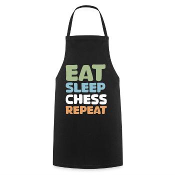 retro chess funny sayings eat sleep repeat - Cooking Apron - black - Front - AI Model Male 185 dark (185cm)